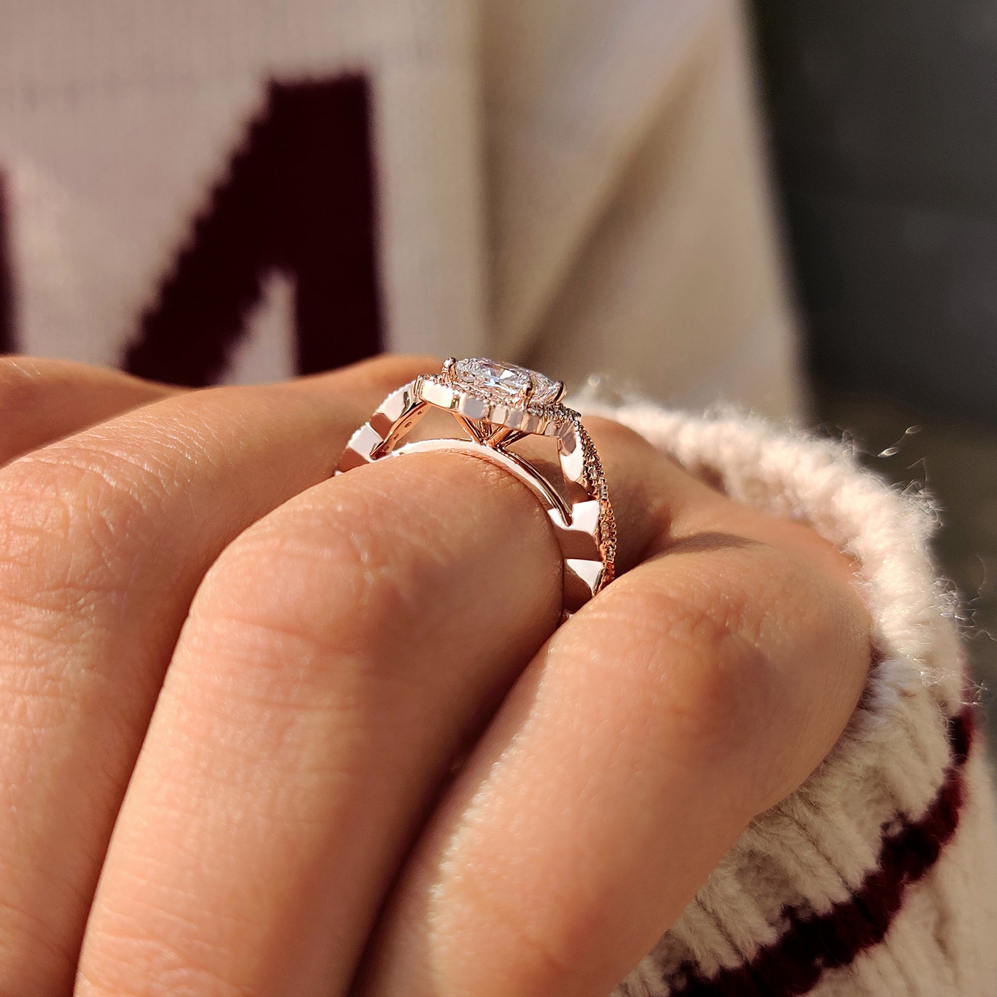Halo Style Princess Cut Vintage Diamond Engagement Ring