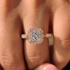 Halo Style Princess Cut Vintage Diamond Engagement Ring