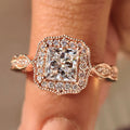 Halo Style Princess Cut Vintage Diamond Engagement Ring