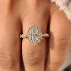Elongated Cushion Cut Engagement Ring in Vintage Style