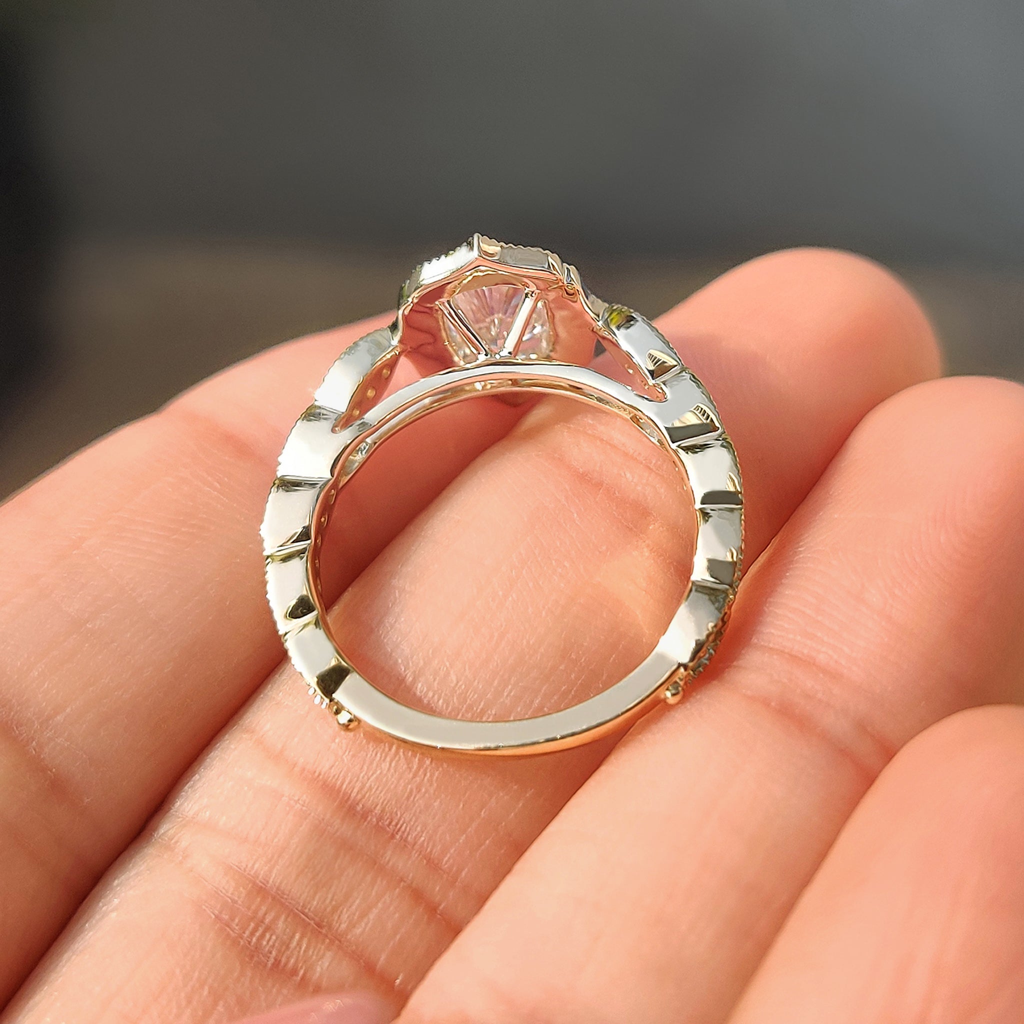 Elongated Cushion Cut Engagement Ring in Vintage Style