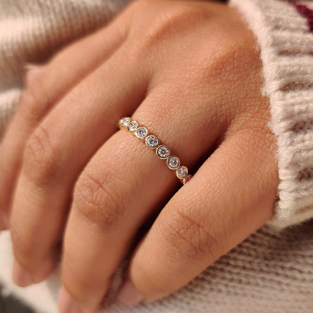 Bezel Set Eternity Round Diamond Wedding Band