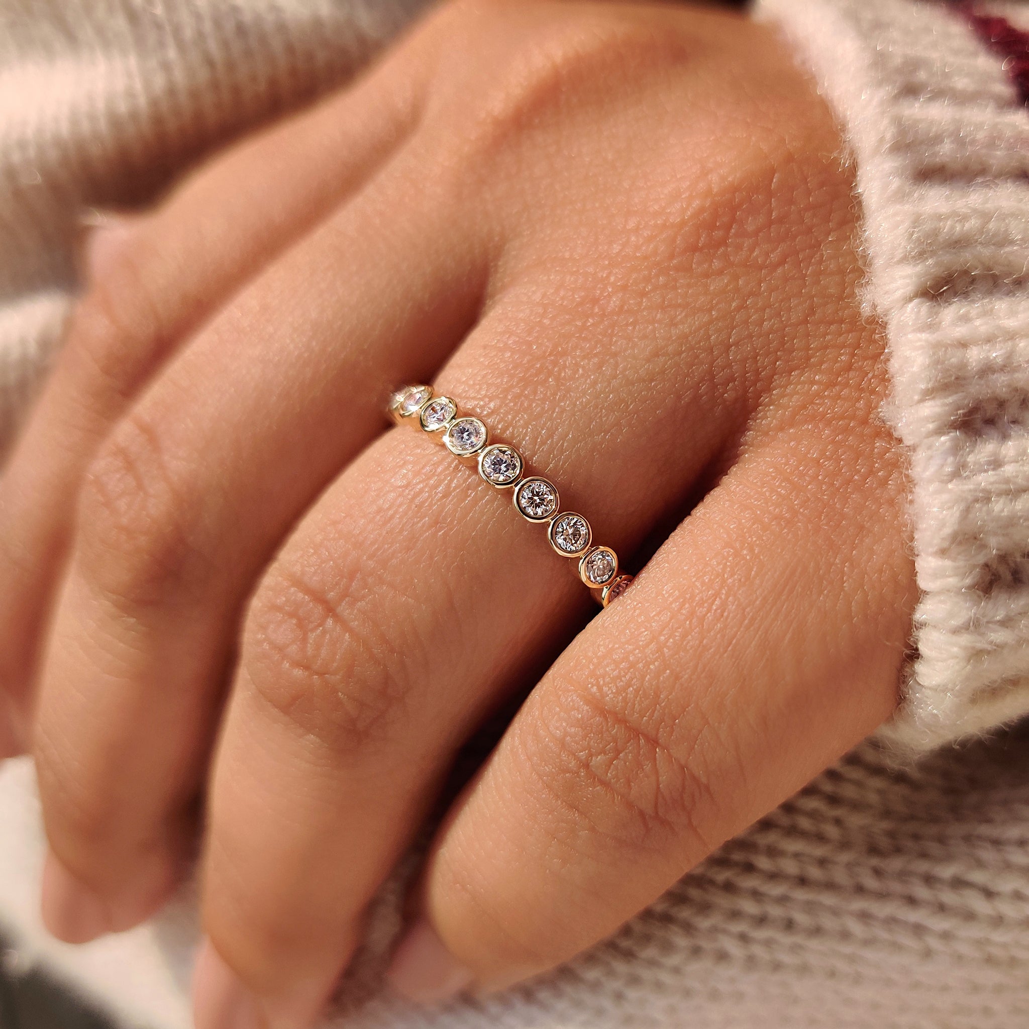 Bezel Set Eternity Round Diamond Wedding Band
