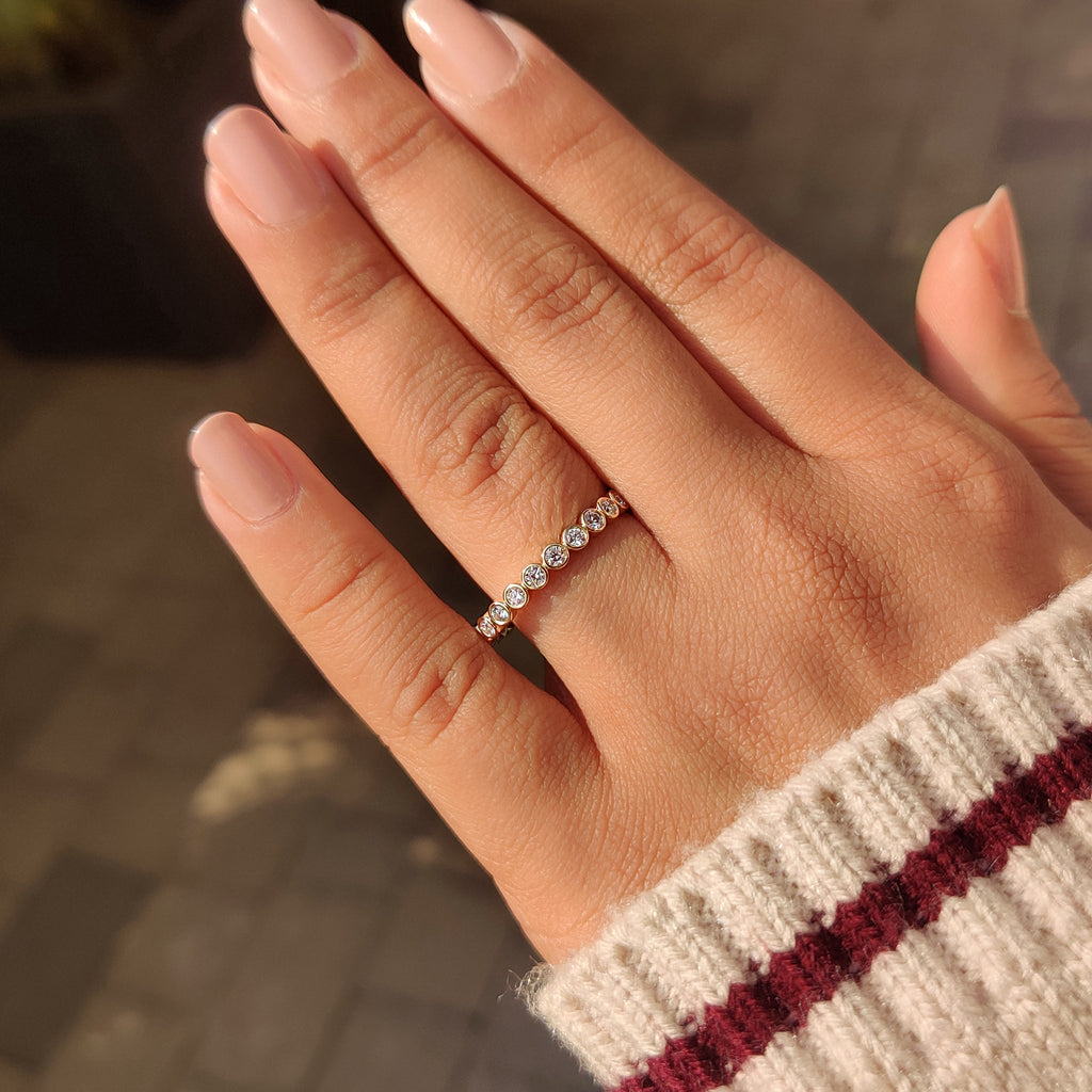 Bezel Set Eternity Round Diamond Wedding Band