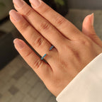 Open Gap Round Cut Blue Diamond Wedding Band