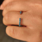 Open Gap Round Cut Blue Diamond Wedding Band