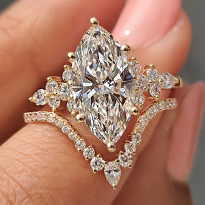 Cluster Setting Marquise Cut Ring With Wedding Band