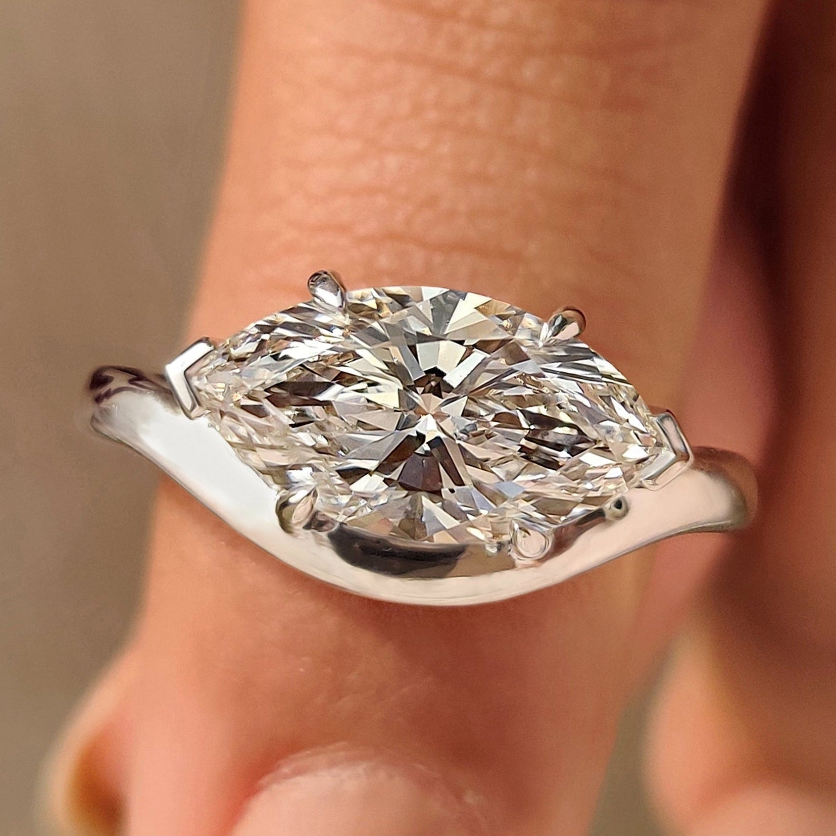 Marquise Diamond Engagement Ring in Solitaire Style
