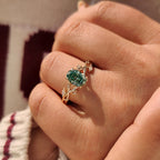 Nature Inspired Green Oval Cut Moissanite Ring