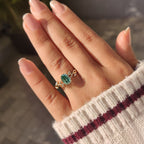 Nature Inspired Green Oval Cut Moissanite Ring