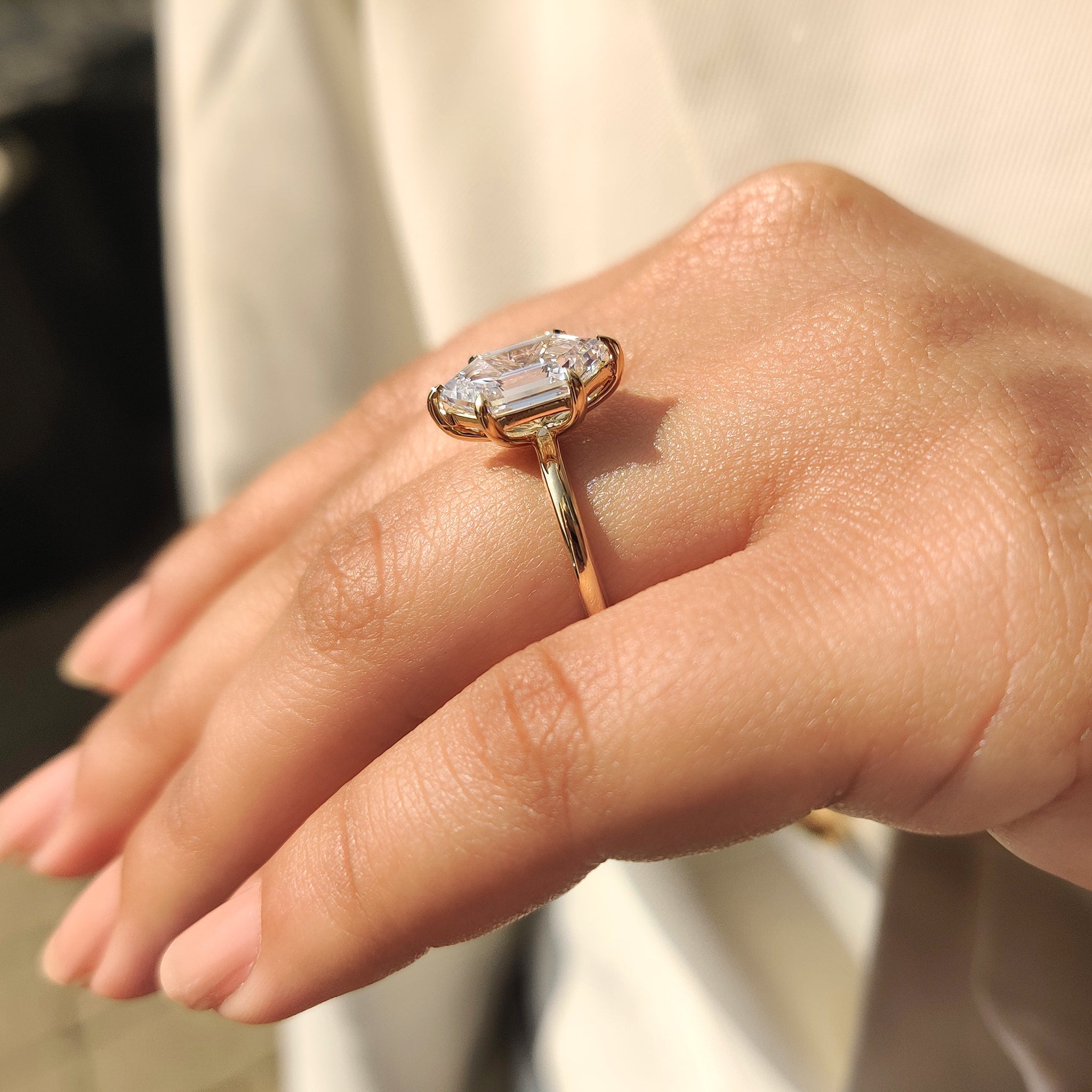 Hexagon Step Cut Solitaire Diamond Ring Secondary image