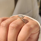 Hexagon Step Cut Solitaire Diamond Ring