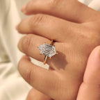 Hexagon Step Cut Solitaire Diamond Ring
