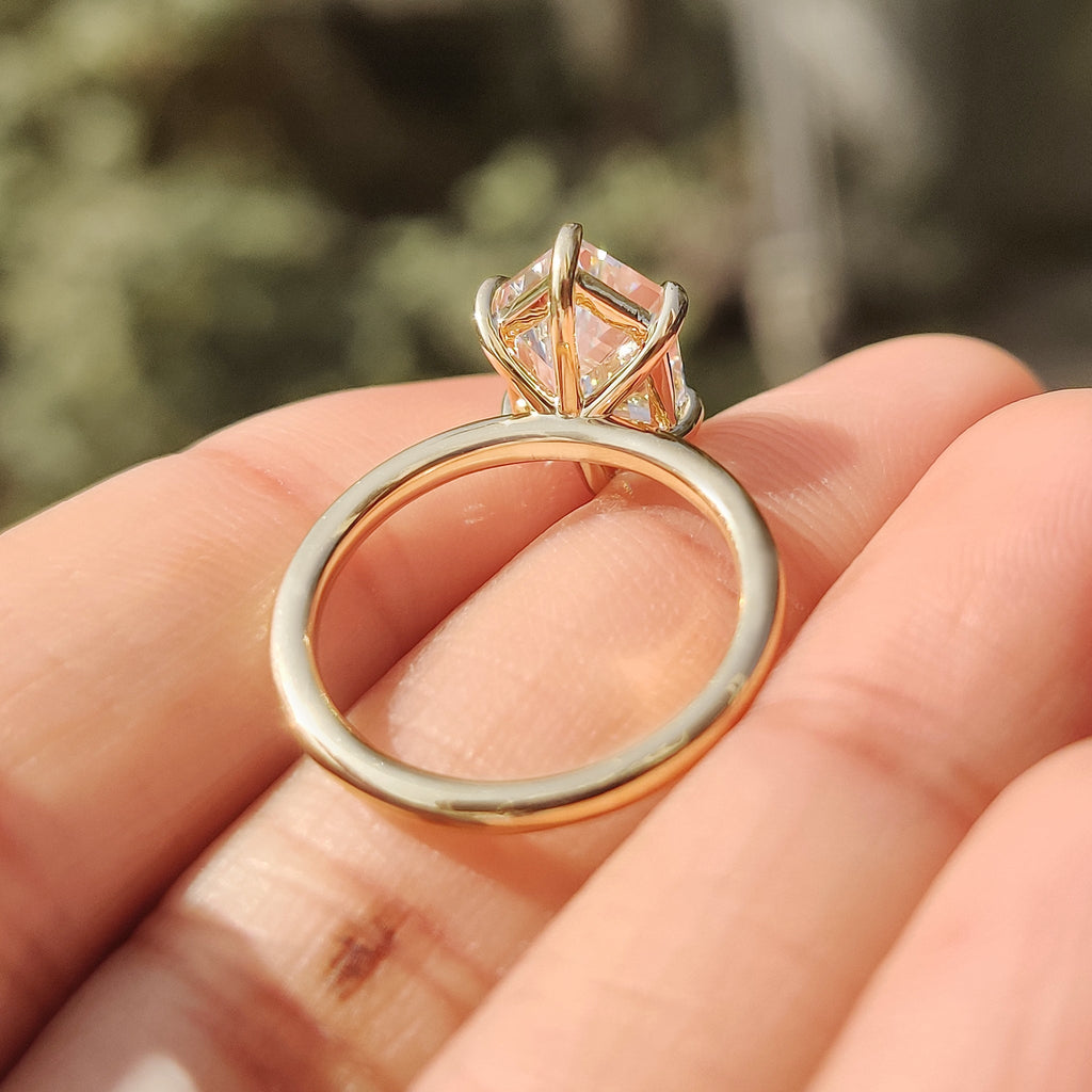 Hexagon Step Cut Solitaire Diamond Ring