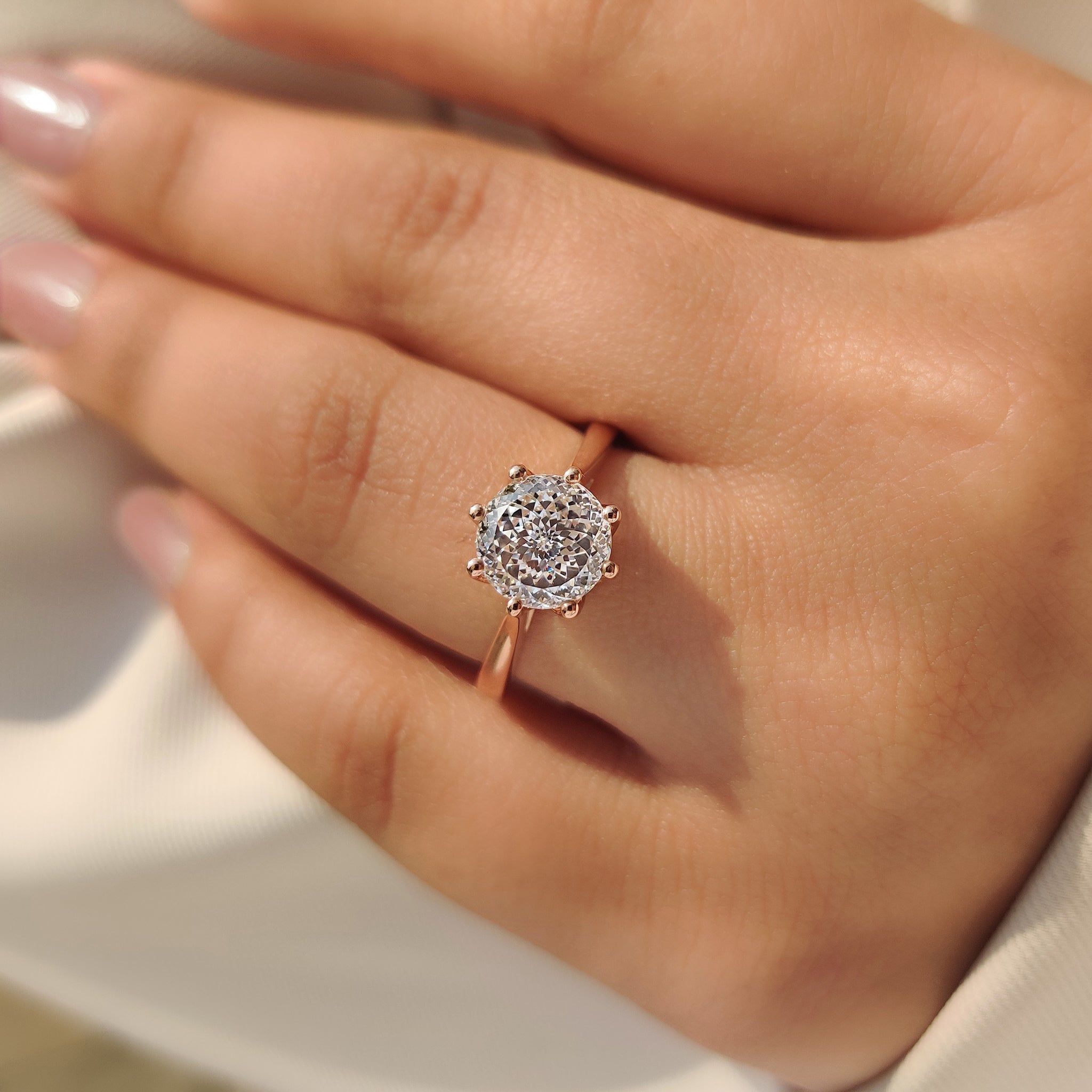 Portuguese Cut Diamond Ring In Solitaire Style