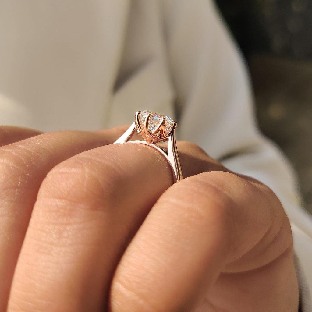 Portuguese Cut Diamond Ring In Solitaire Style