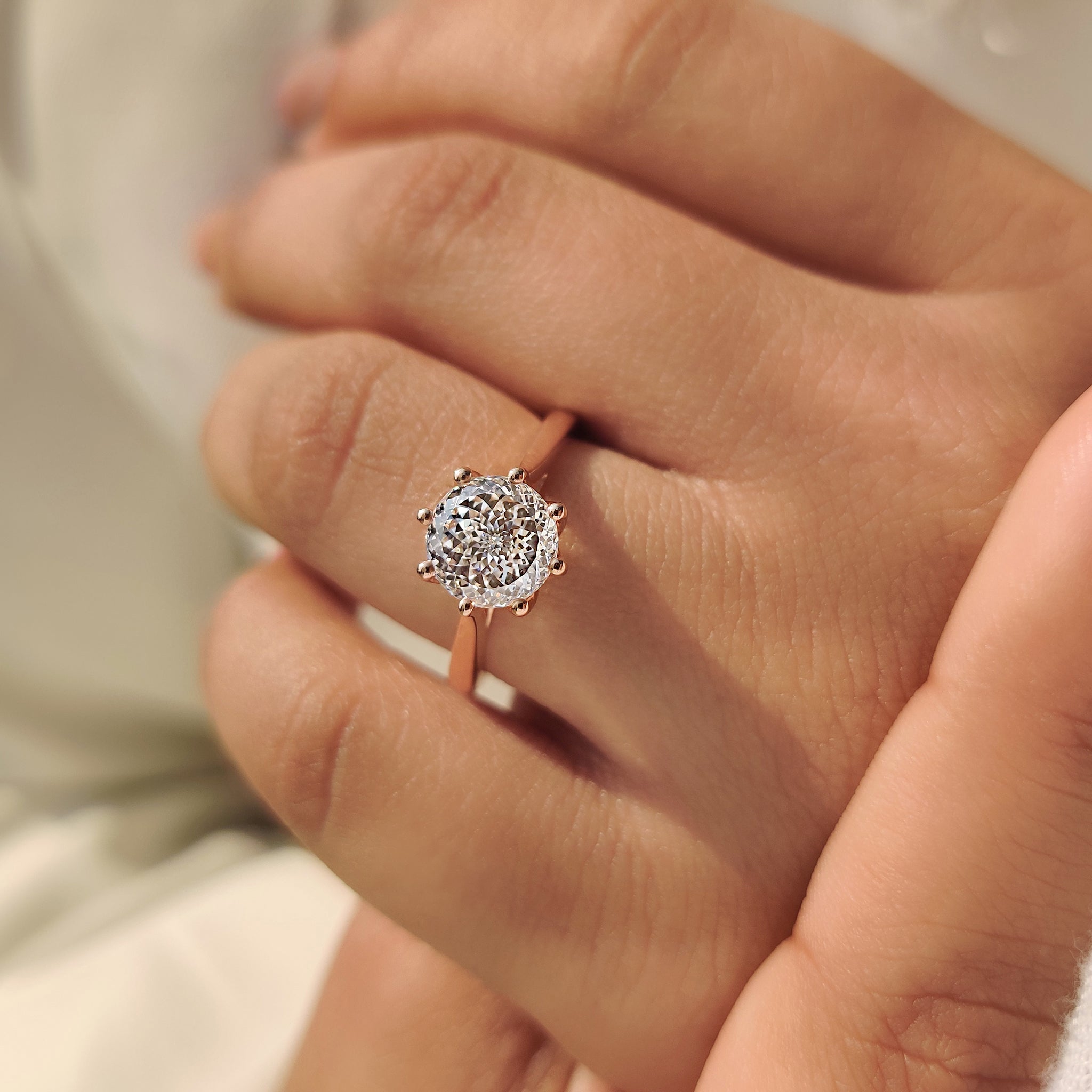 Portuguese Cut Diamond Ring In Solitaire Style
