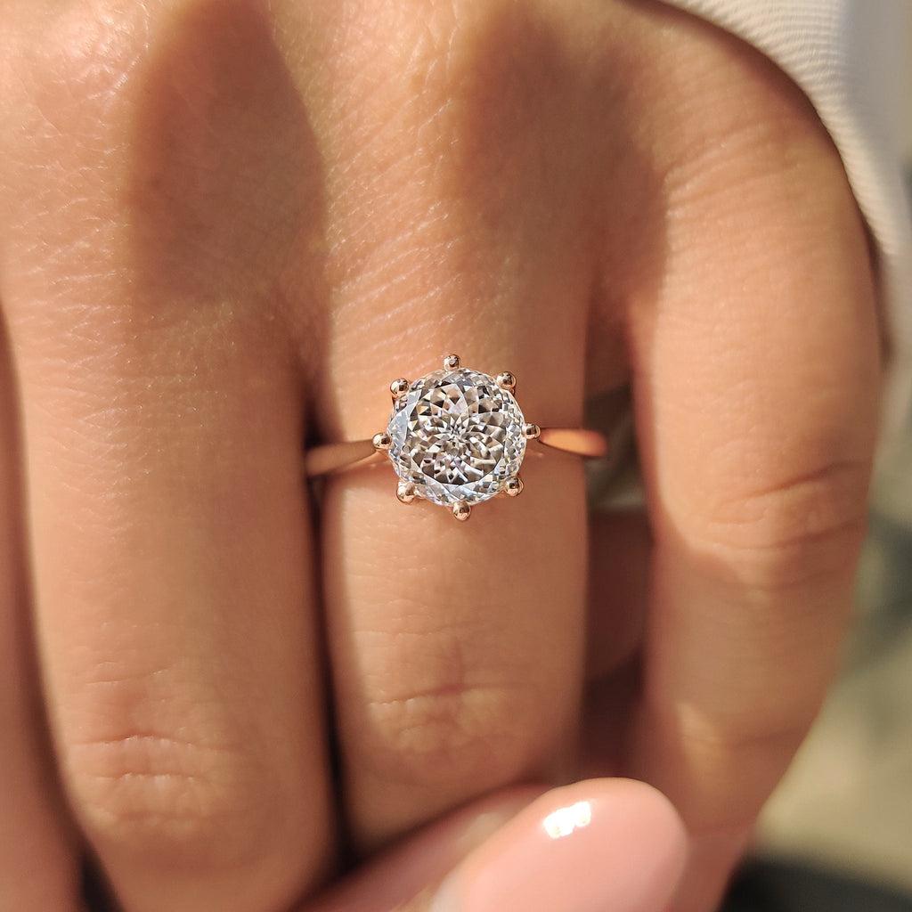 Portuguese Cut Diamond Ring in Solitaire Style