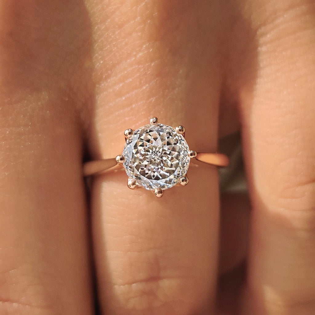 Portuguese Cut Diamond Ring In Solitaire Style