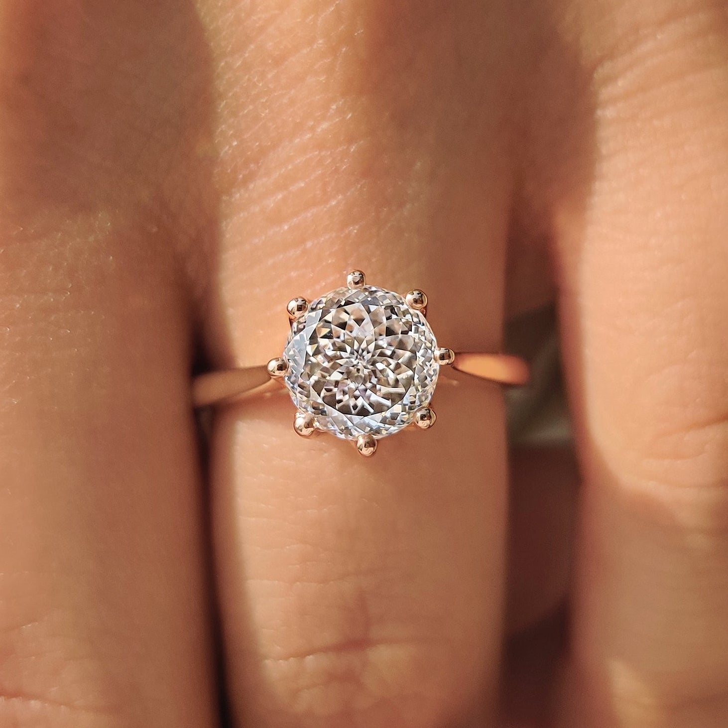 Portuguese Cut Diamond Ring In Solitaire Style