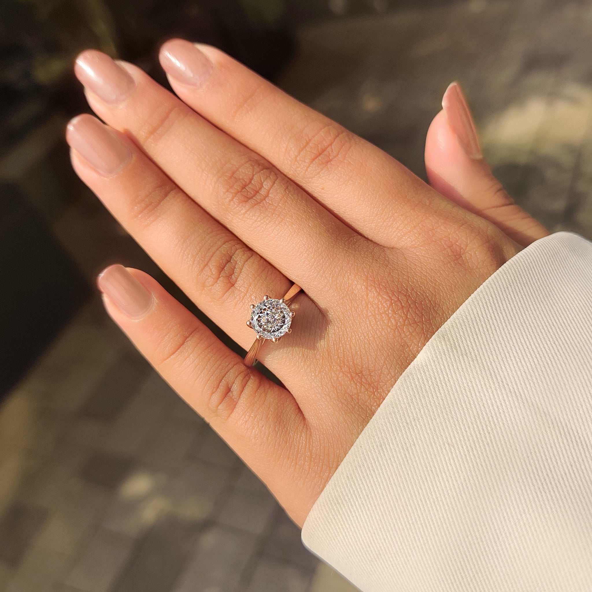 Portuguese Cut Diamond Ring In Solitaire Style