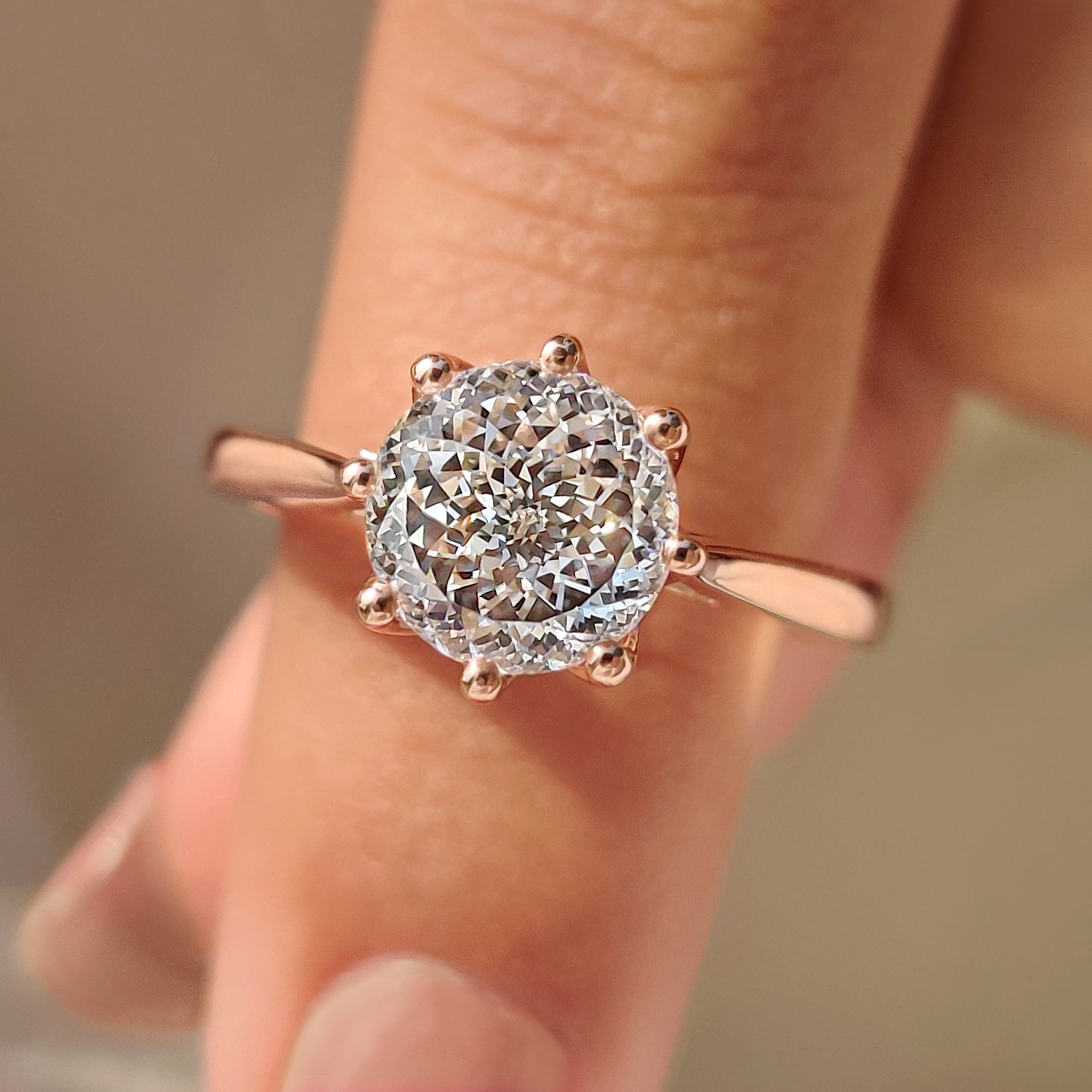 Portuguese Cut Diamond Ring In Solitaire Style Secondary image