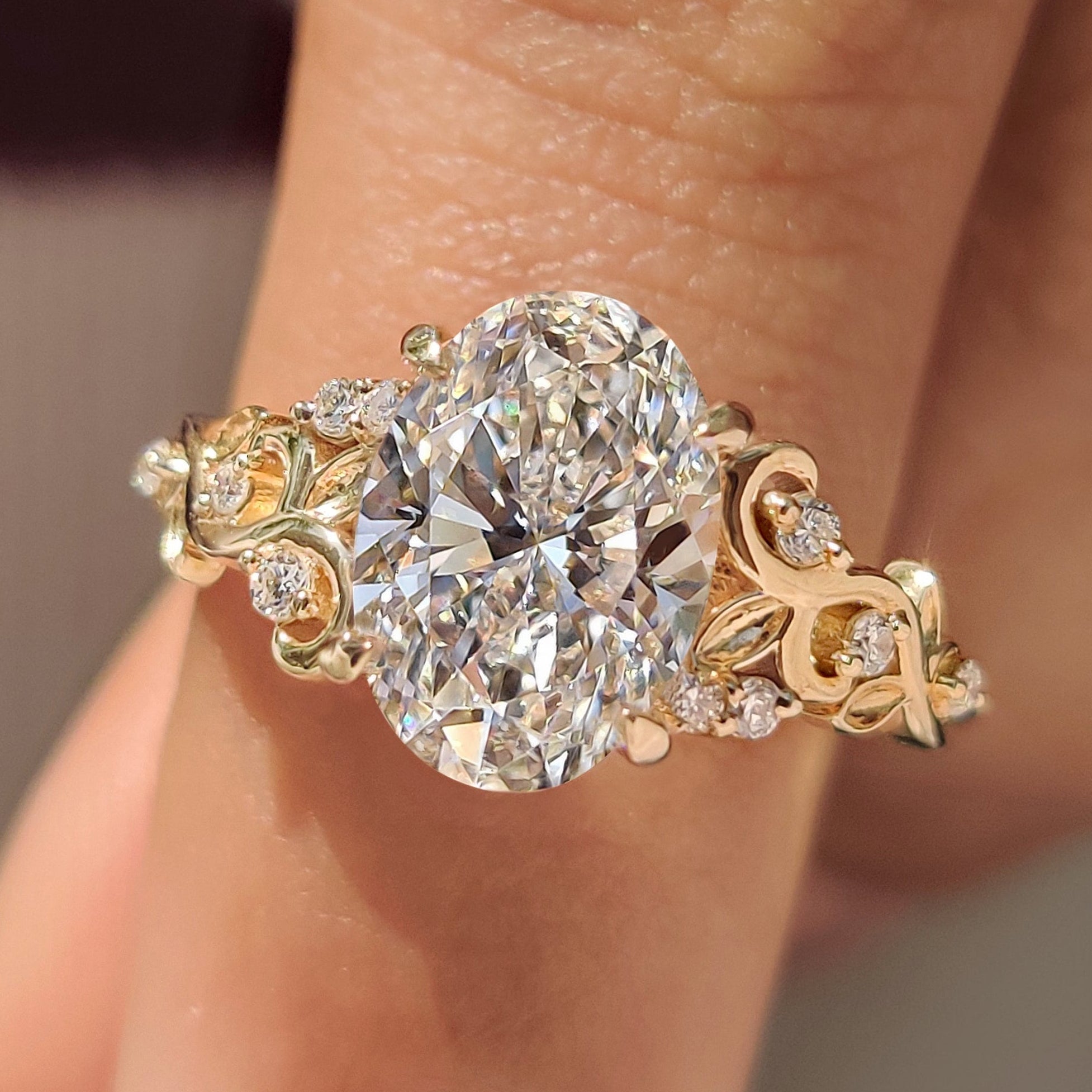 Oval Shaped Engagement Ring In Nature Inspired Style Main image