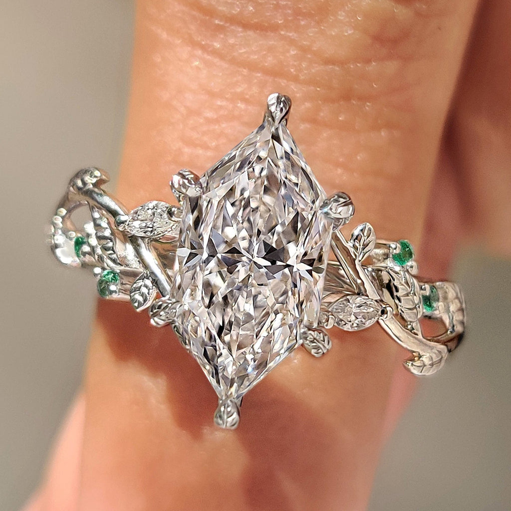 Nature Inspired Dutch Marquise Diamond Ring With Cluster Setting