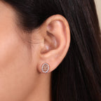 Cancer Earrings In Round Diamond Halo Style