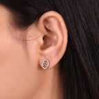 Cancer Earrings In Round Diamond Halo Style