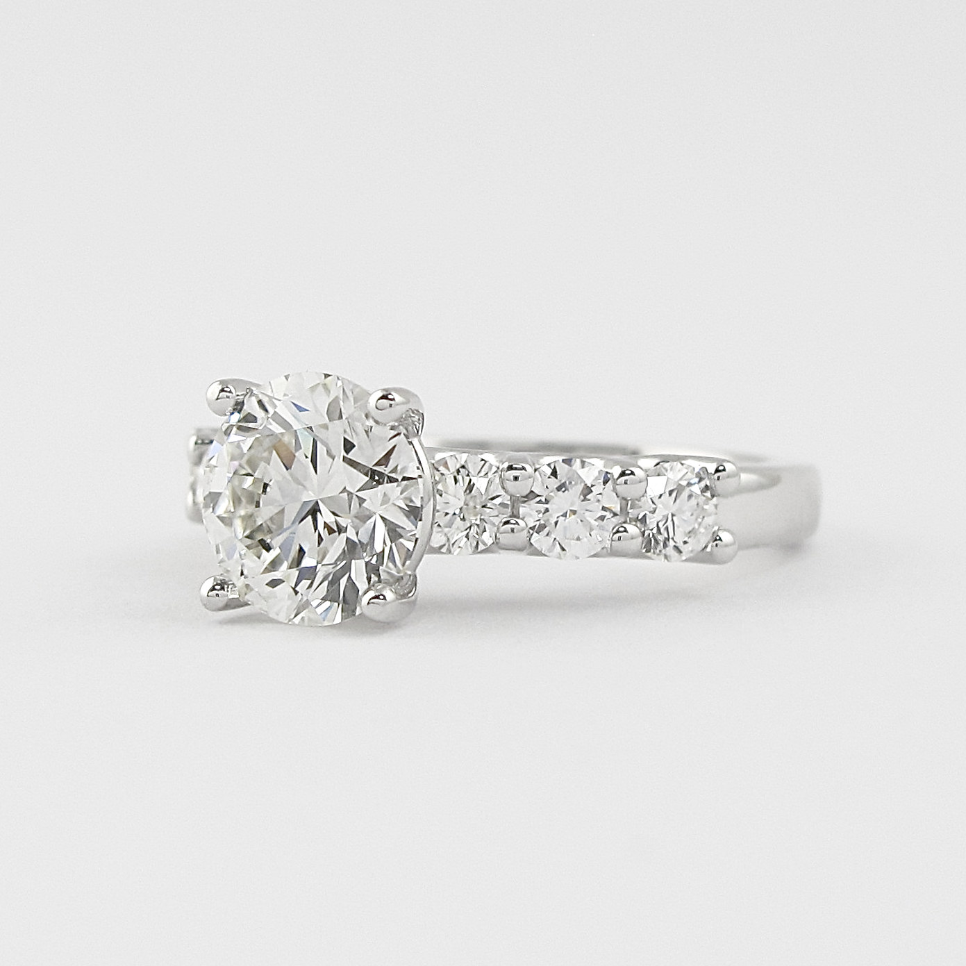 1.0 CT Round Brilliant Cut Pave Moissanite Engagement Ring