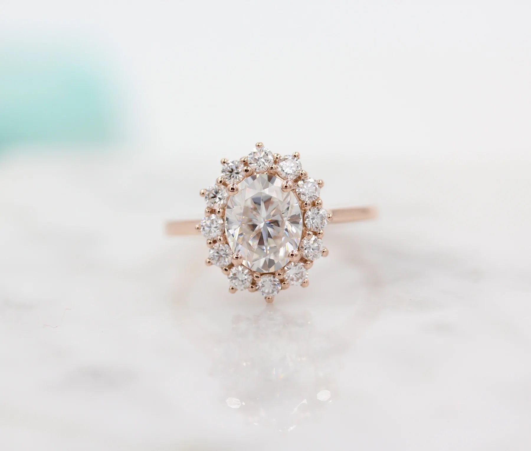 2.00 CT Oval Cut Moissanite Halo Engagement Ring