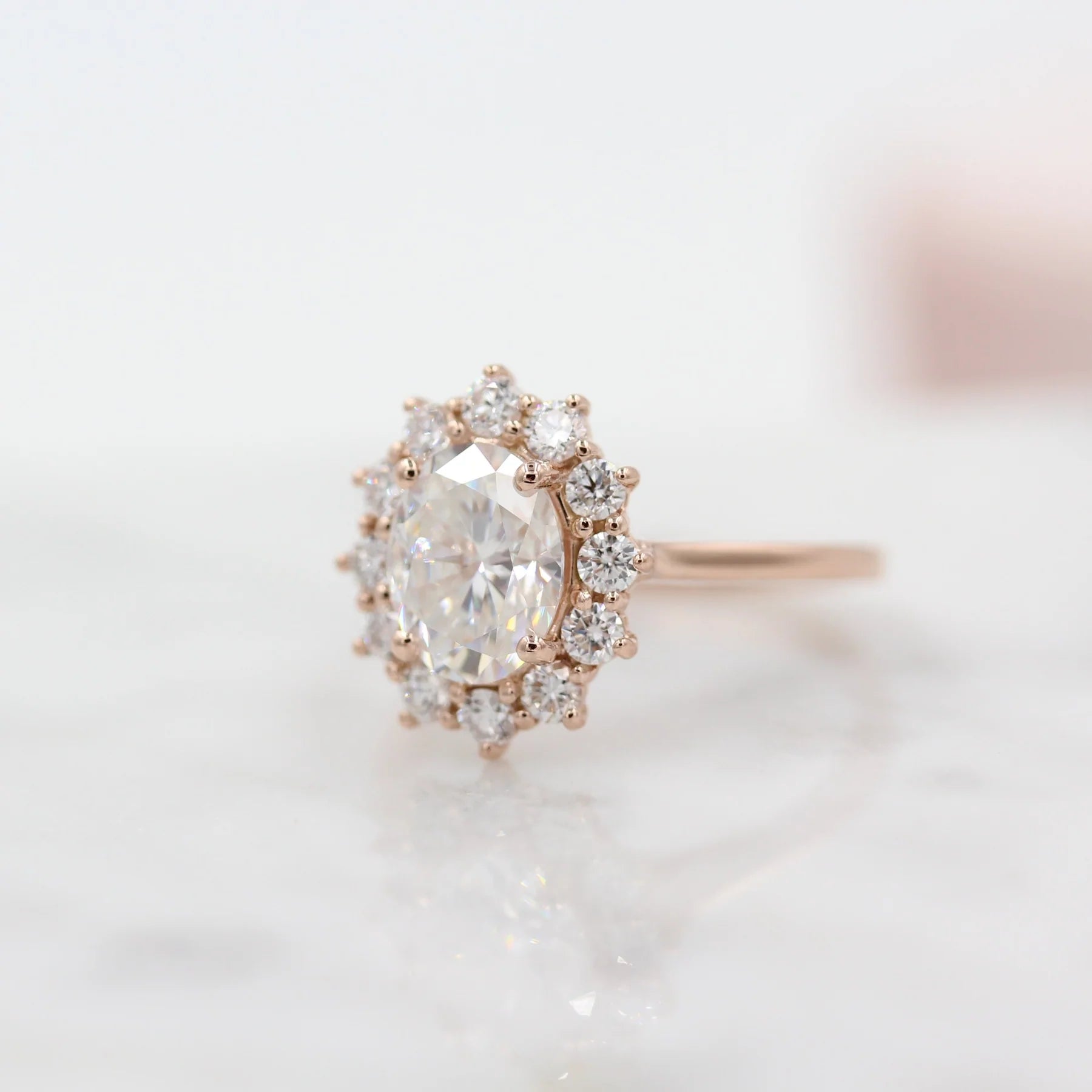2.00 CT Oval Cut Moissanite Halo Engagement Ring