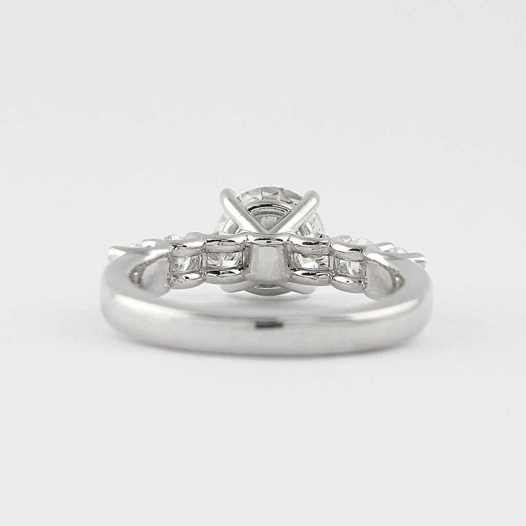 1.0 CT Round Brilliant Cut Pave Moissanite Engagement Ring