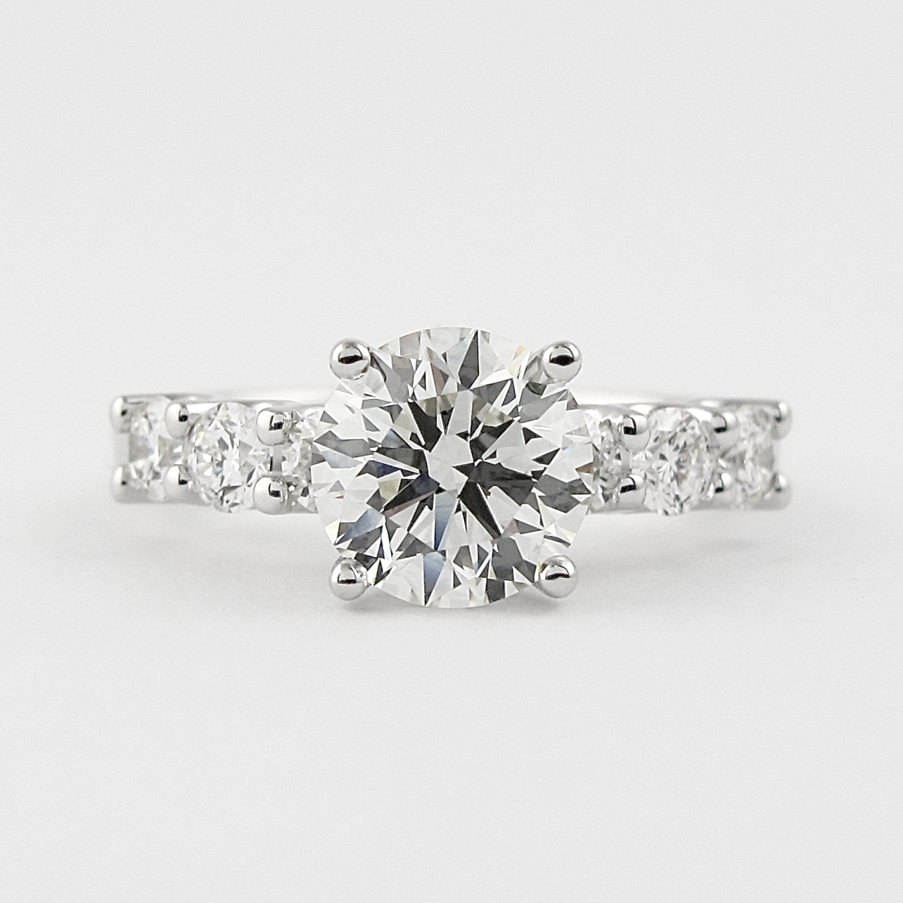 1.0 CT Round Brilliant Cut Pave Moissanite Engagement Ring