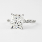 1.50 CT Cushion Cut Pave Style Moissanite Engagement Ring