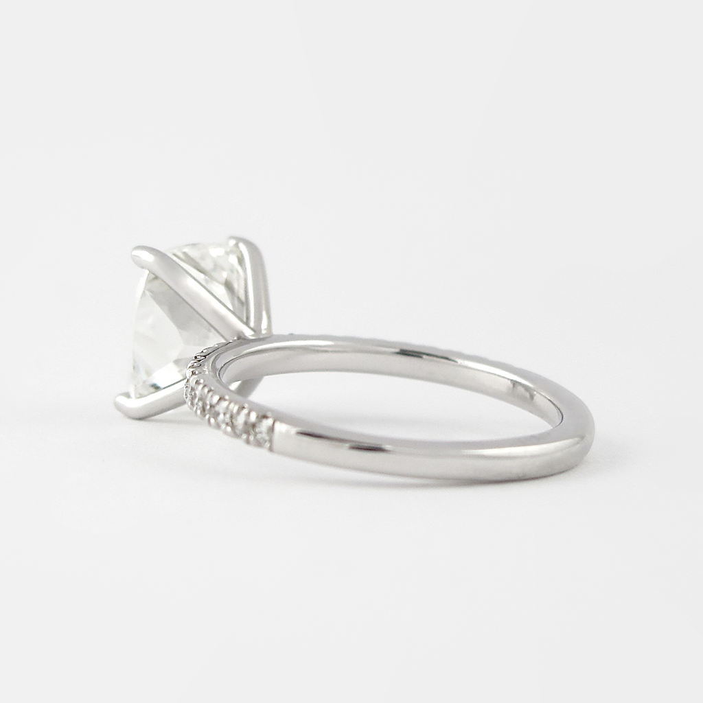 1.50 CT Cushion Cut Pave Style Moissanite Engagement Ring