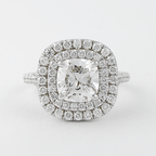 0.95 CT Cushion Cut Double Halo Moissanite Engagement Ring