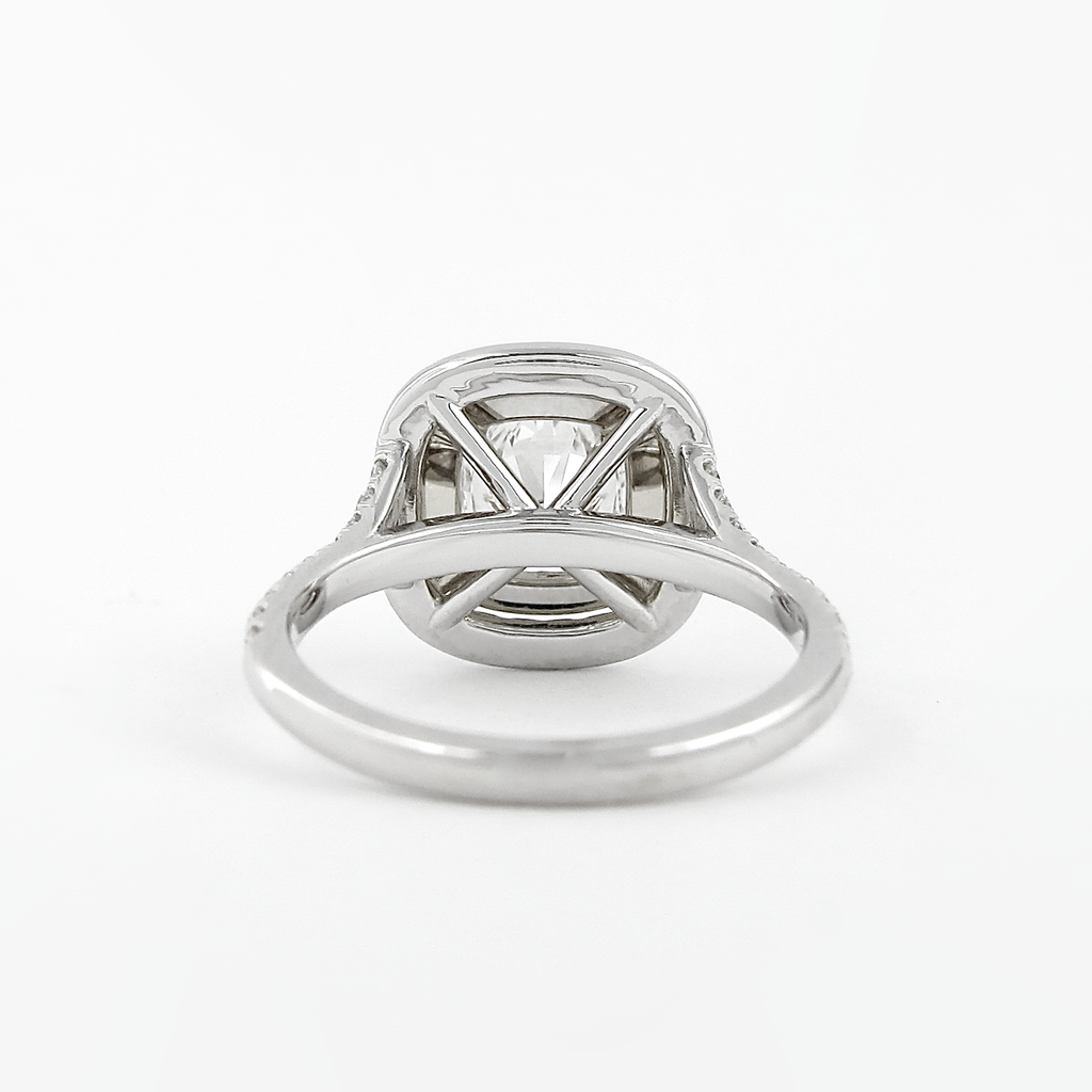 0.95 CT Cushion Cut Double Halo Moissanite Engagement Ring