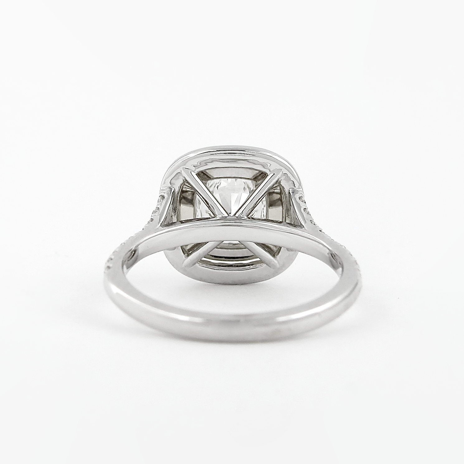 0.95 CT Cushion Cut Double Halo Moissanite Engagement Ring