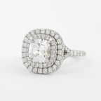 0.95 CT Cushion Cut Double Halo Moissanite Engagement Ring