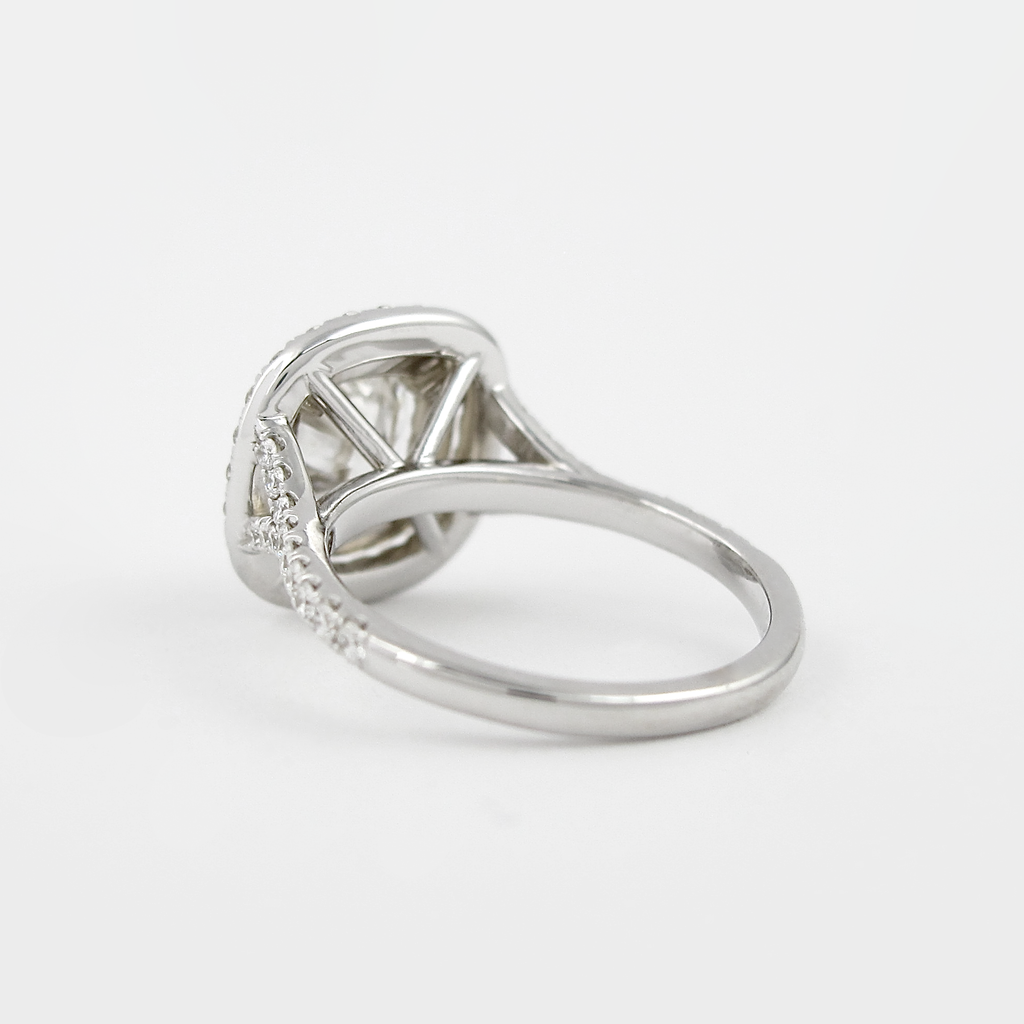 0.95 CT Cushion Cut Double Halo Moissanite Engagement Ring