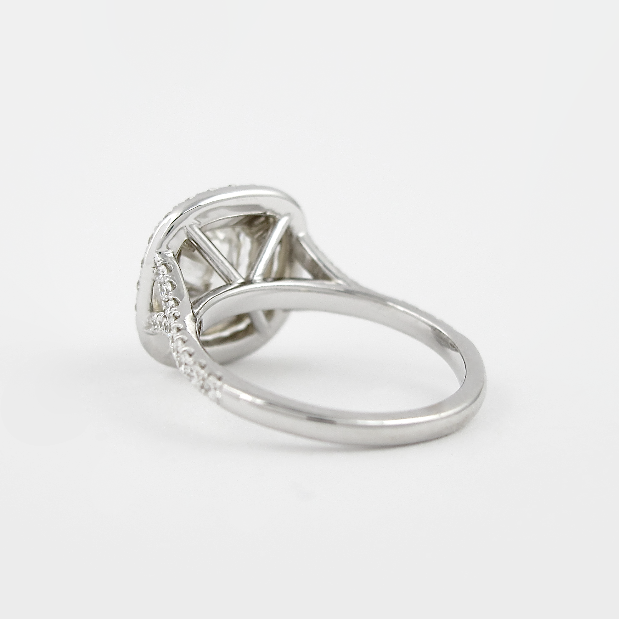 0.95 CT Cushion Cut Double Halo Moissanite Engagement Ring