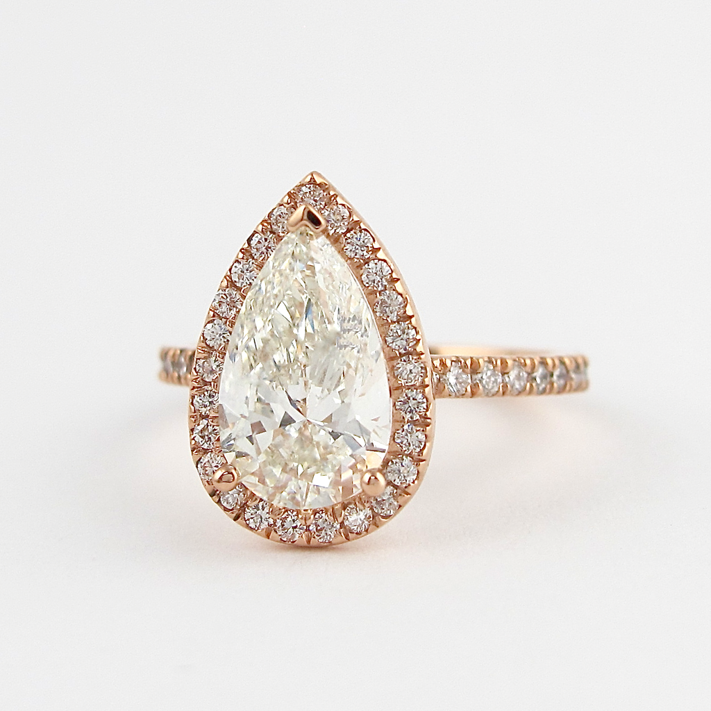 2.10 CT Pear Cut Moissanite Halo Setting Engagement Ring