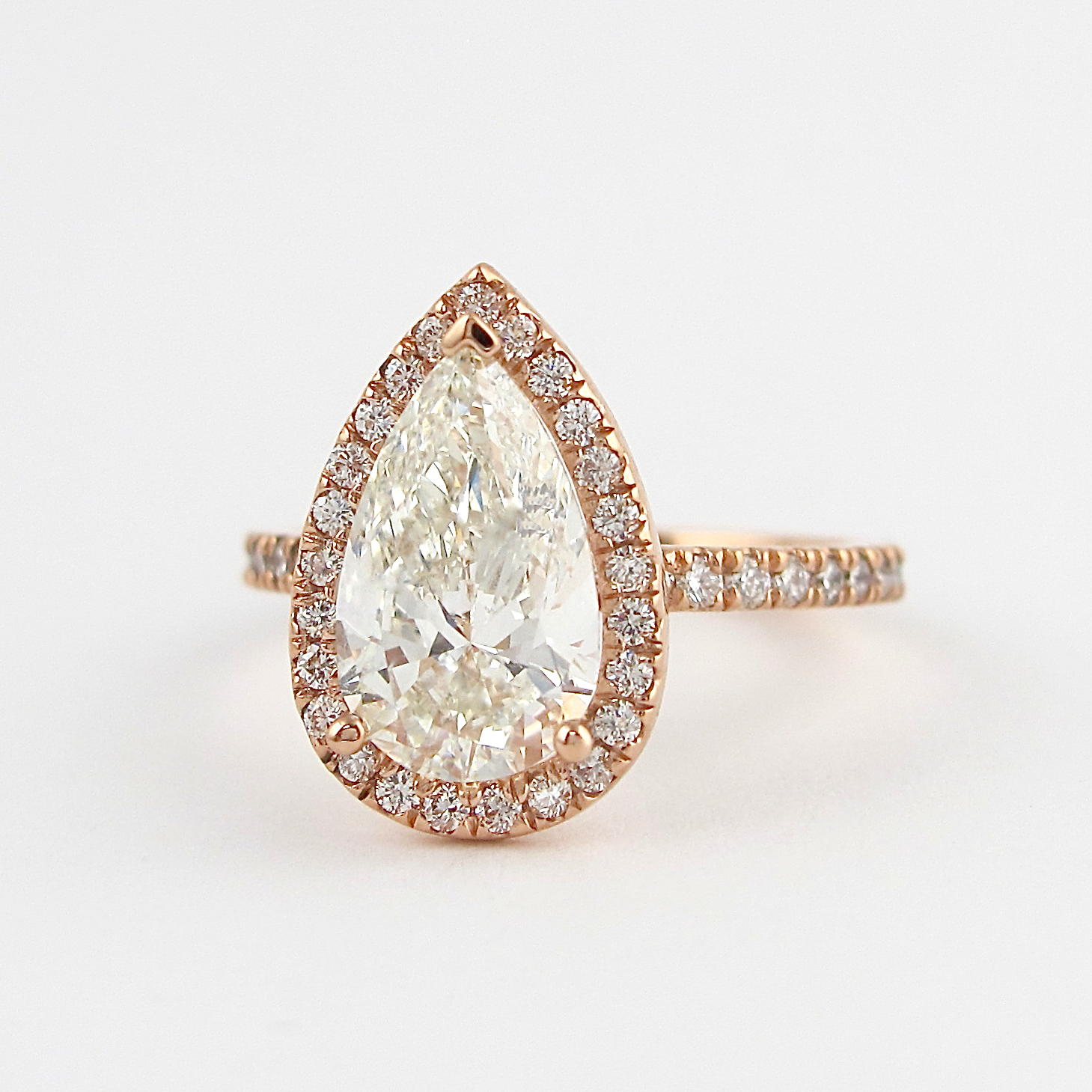 2.10 CT Pear Cut Moissanite Halo Setting Engagement Ring