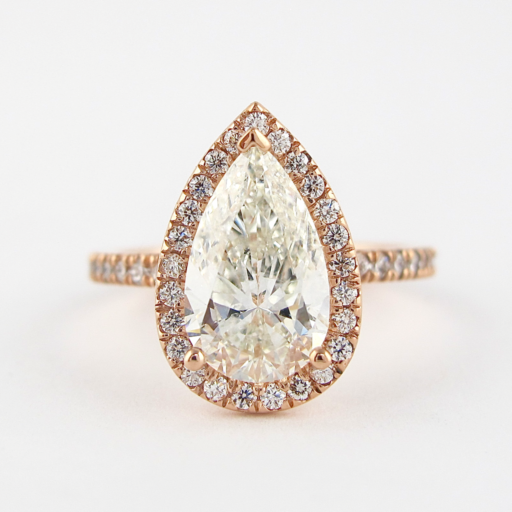 2.10 CT Pear Cut Moissanite Halo Setting Engagement Ring