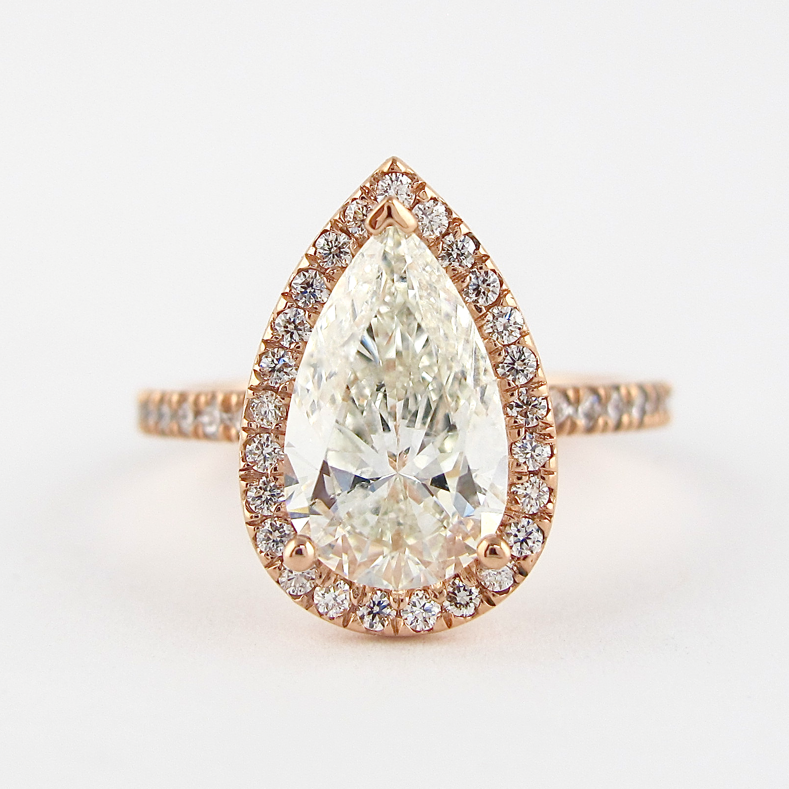 2.10 CT Pear Cut Moissanite Halo Setting Engagement Ring