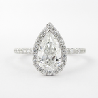 1.50 CT Pear Cut Halo Setting Moissanite Engagement Ring