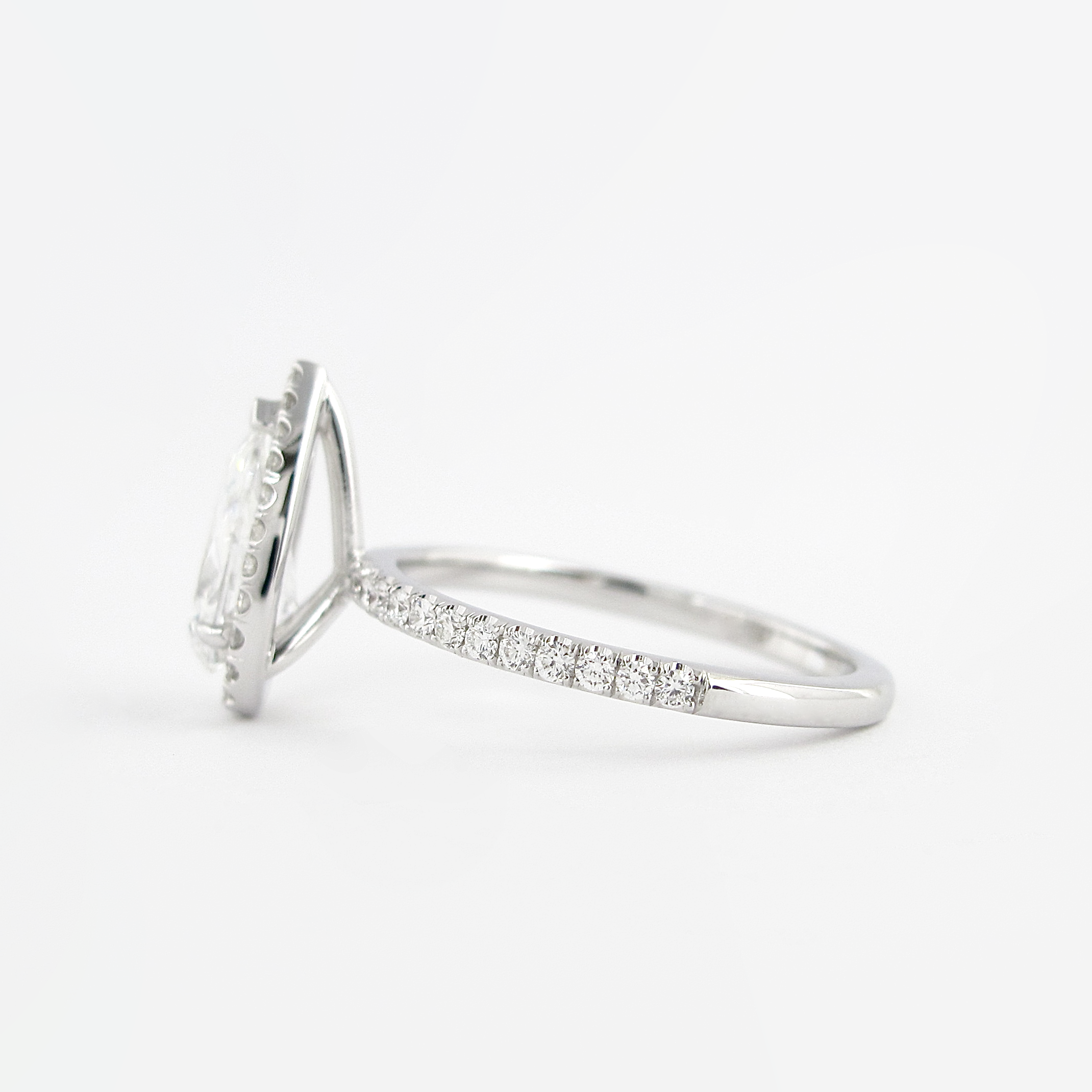 1.50 CT Pear Cut Halo Setting Moissanite Engagement Ring