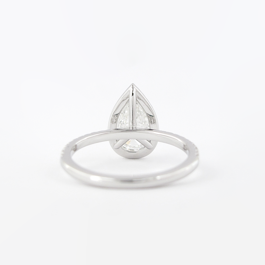 1.50 CT Pear Cut Halo Setting Moissanite Engagement Ring